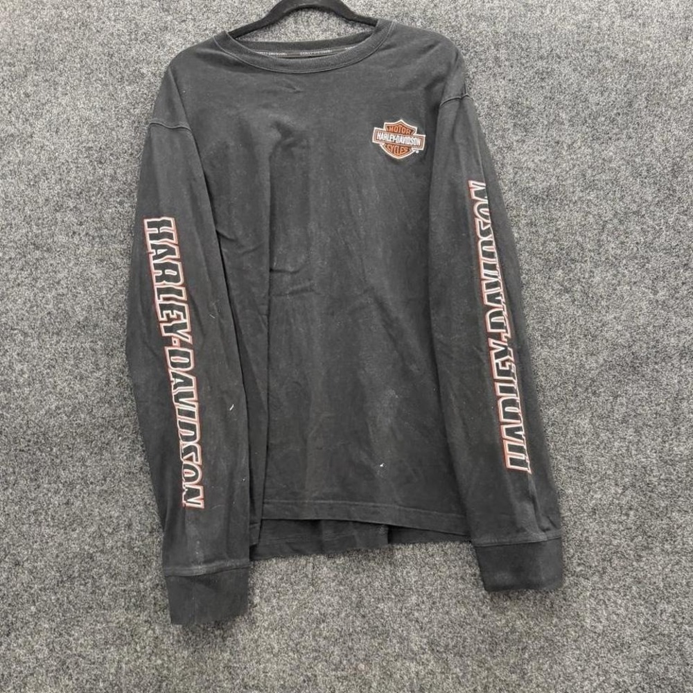 Harley Davidson Long Sleeve Tee Black Wisconsin Graphic Biker Knit Shirt